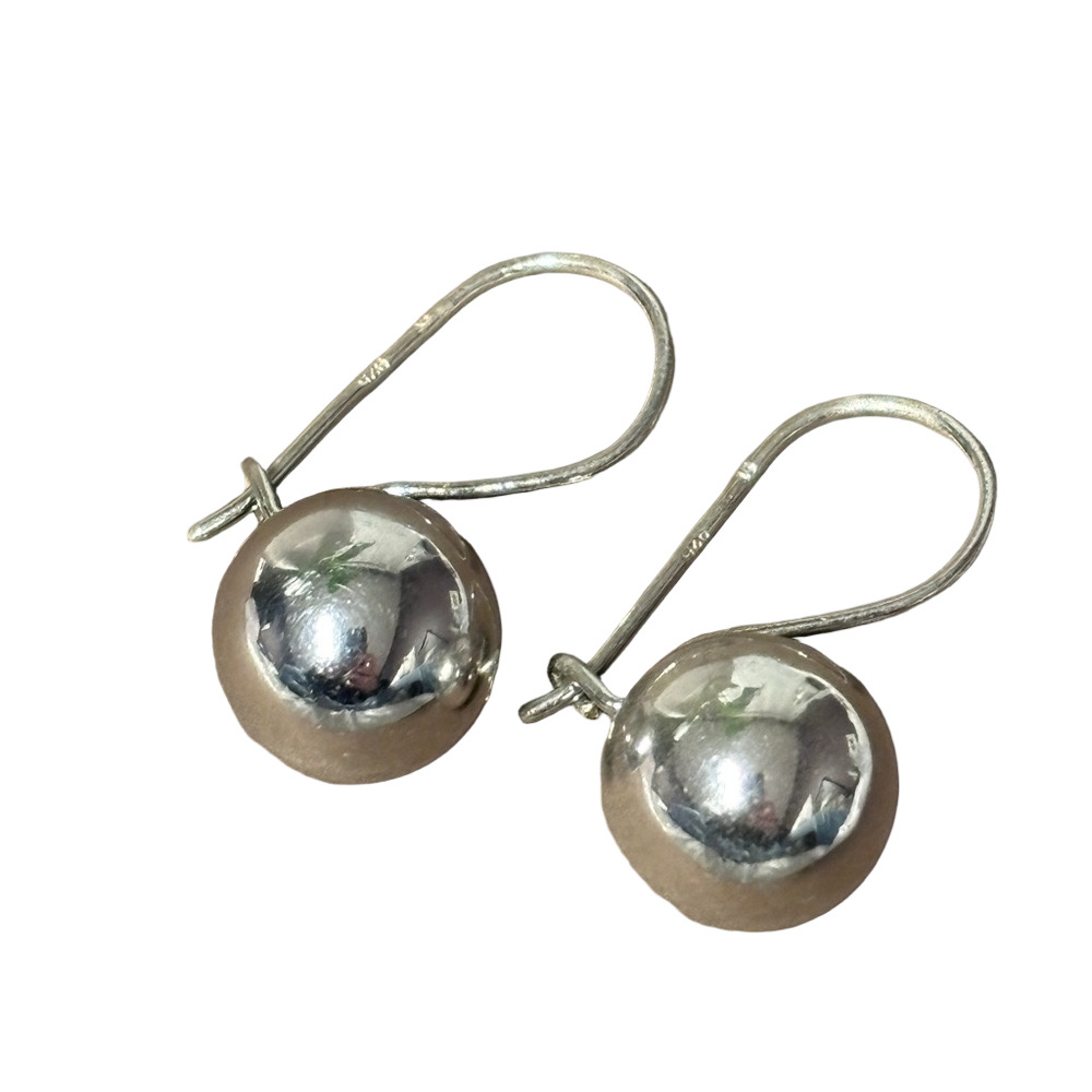 Sterling Silver Polished Dome Drop Earrings – 925